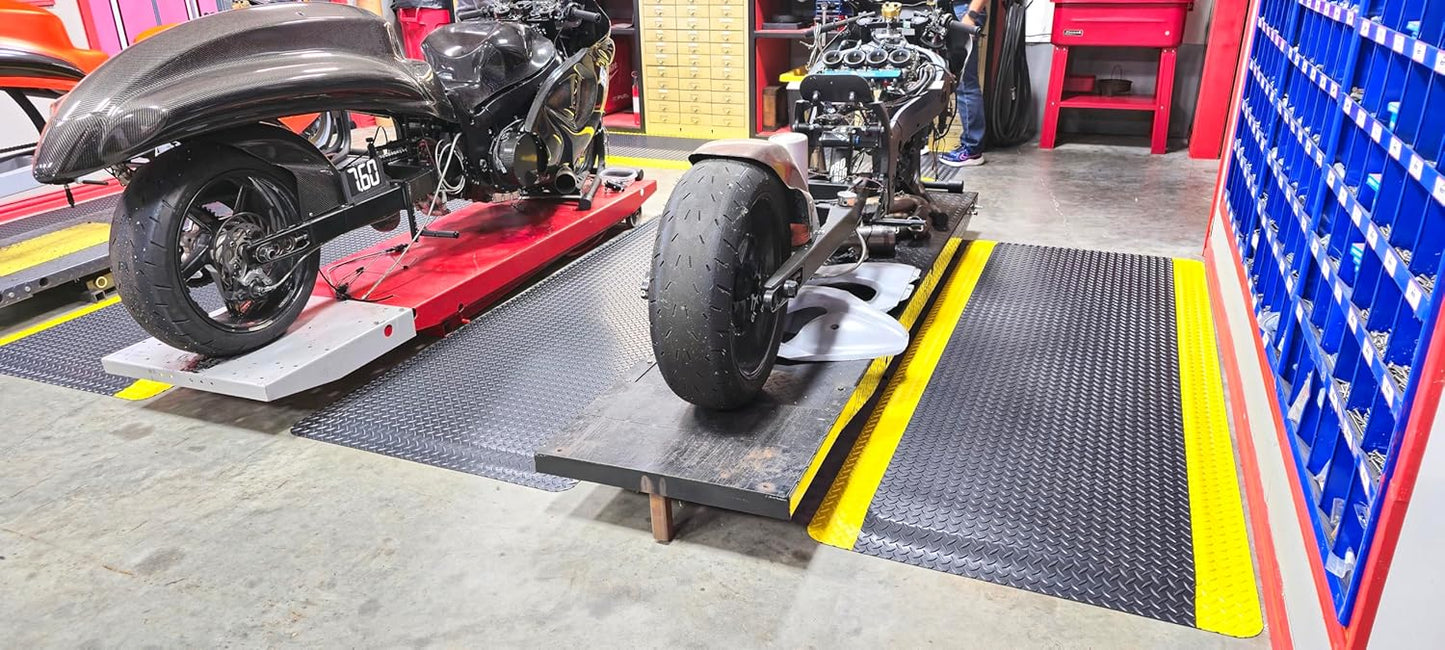 Rhino Mats, American Classic Diamond Anti-Fatigue Mats, Industrial Ergonomic Comfort Standing Mat for Work, Home, Garage, Office, Kitchen or Anywhere (Black/Yellow 1" Thick, 3 FT. x 13 FT.)