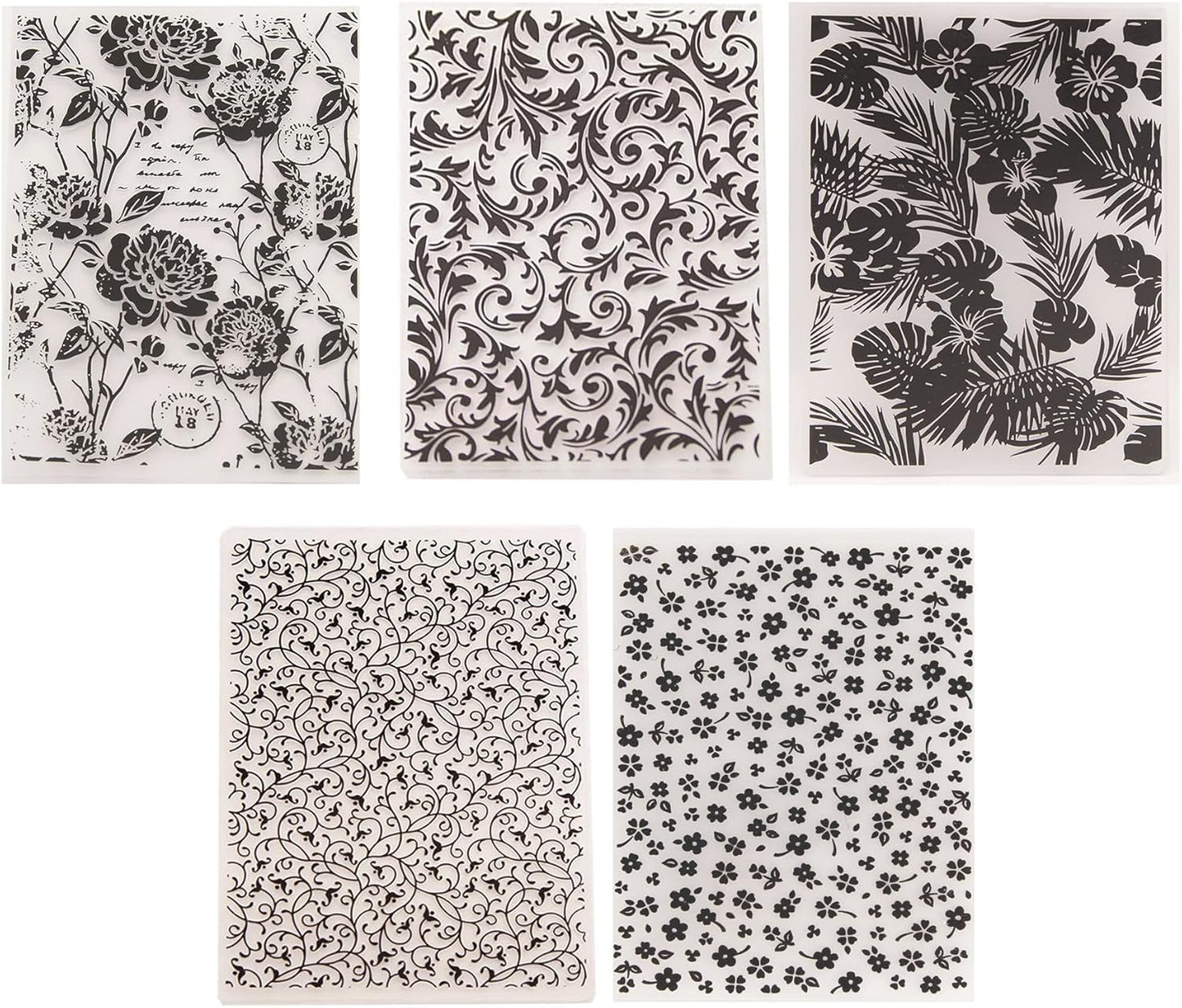 5Pcs Plastic Embossing Folders for Card Making Embossing Machine Template Mold Paper Card Embossing Stencil Flower Leaf Embossing Folder for Scrapbook Photo Album DIY Craft Decoration, 5 x 7inch
