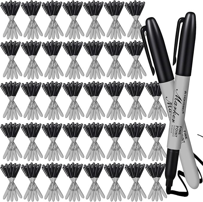 Thenshop 160 Pack Permanent Markers Bulk Black Permanent Marker Set Fine Point Pens Work on Wood, Metal, Stone, Glass