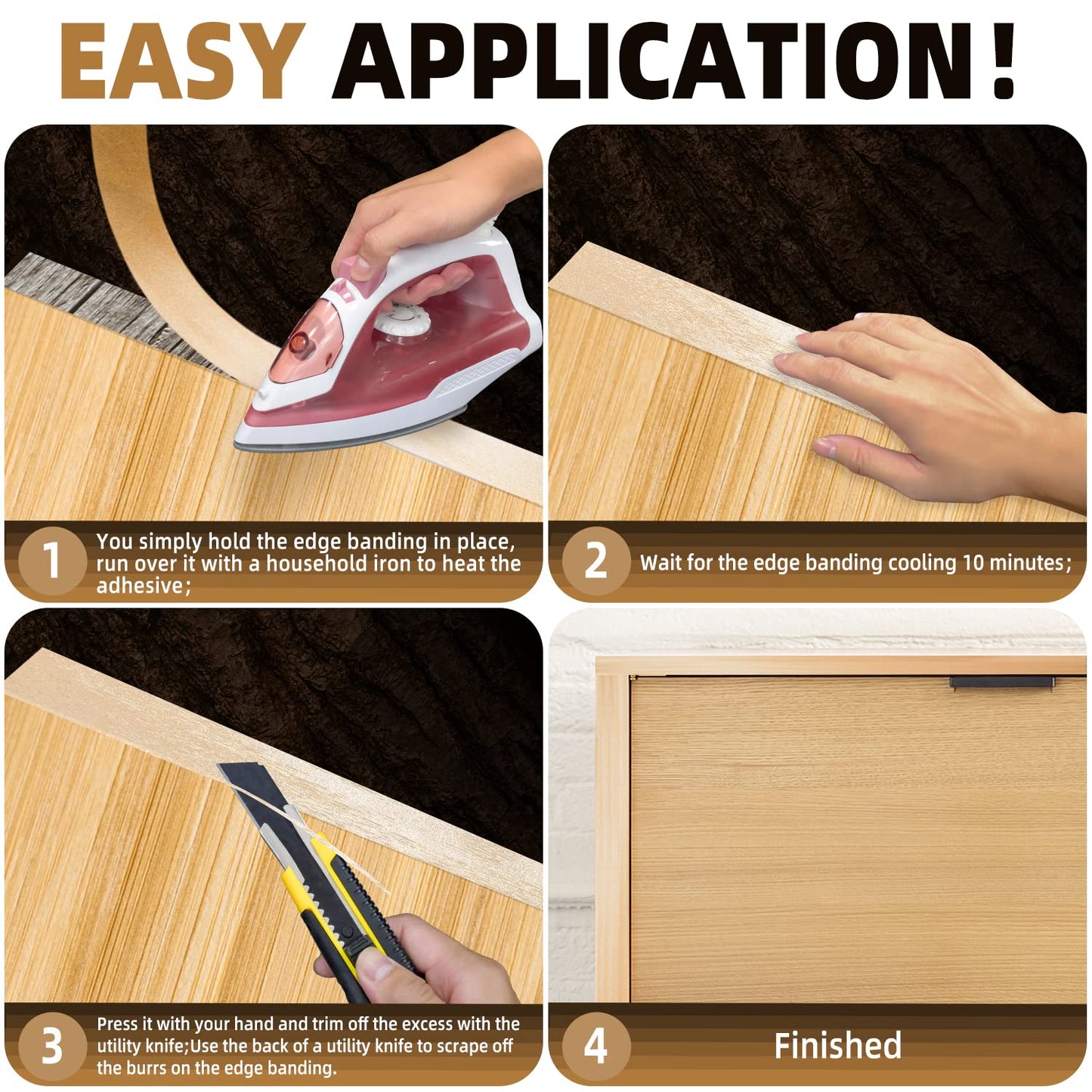 GSCIT Club Birch Edge Banding, 2 inch x 50ft roll of Veneer Edge Banding Preglued Flexible, Real Wood Tape Banding