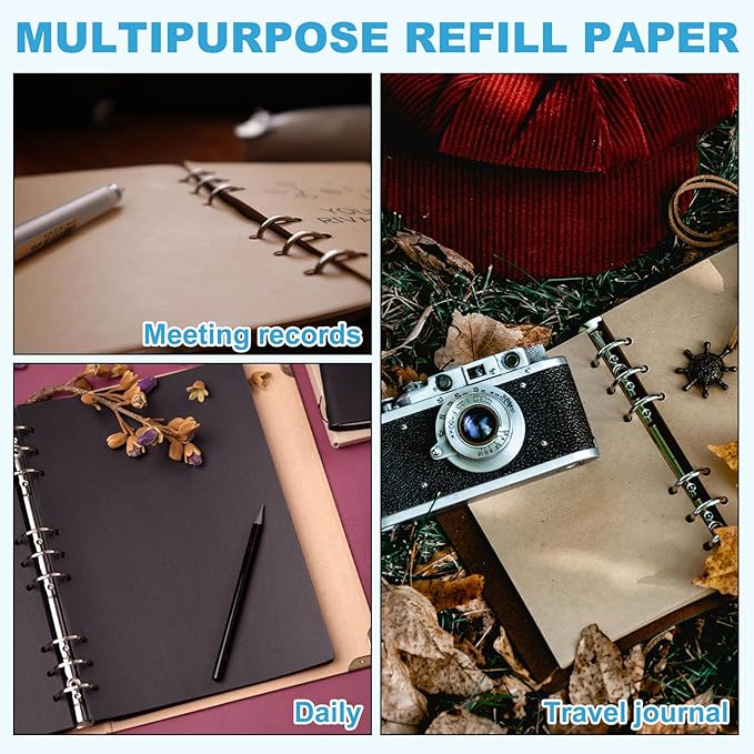 PATIKIL A6 Ruled Refills Inserts 6-Ring Binder Loose Leaf Planner Filler Paper Planner Inserts, 160 Sheets/320 Pages, Lined, White