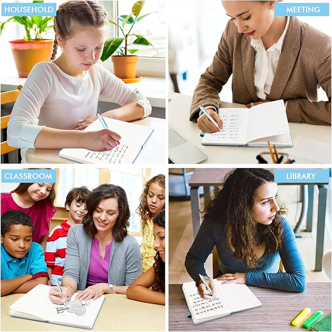 feela 24 Pack Journal Notebook for Work, Business Notebook Bulk Hardcover Lined Writing Journal with Pen Holder for Men Women Note Taking, with 24 Black Pens, 120 GSM, 5.1”x8.3”, A5, Light Blue