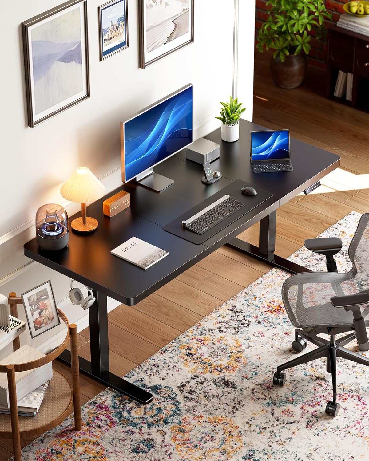 HUANUO 71 x 30 inch Electric Standing Desk, Powerful Brushless Motor Large Height Adjustable Table, 4 Memory Preset Sit Stand Up Desk, Home Office Computer Table with Thick T-Shaped Frame