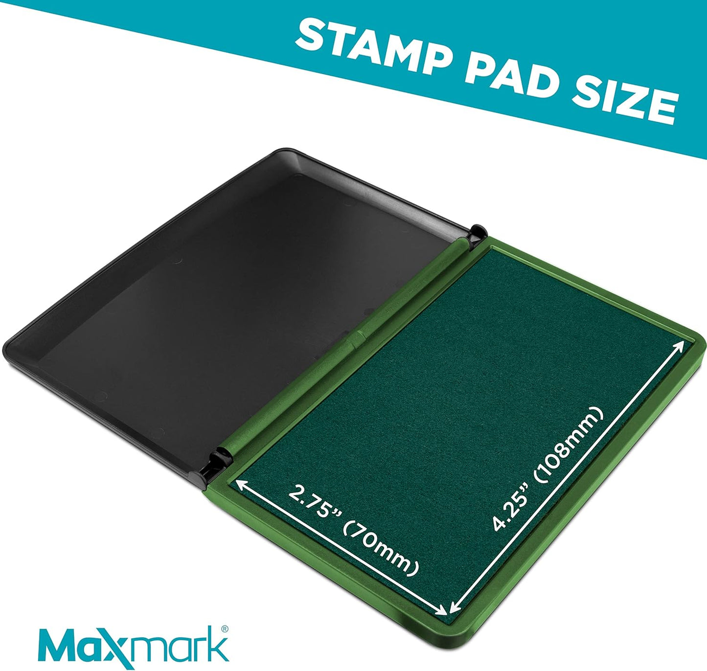 MaxMark Large Green Stamp Pad - 2-3/4" by 4-1/4" - Premium Quality Felt Pad