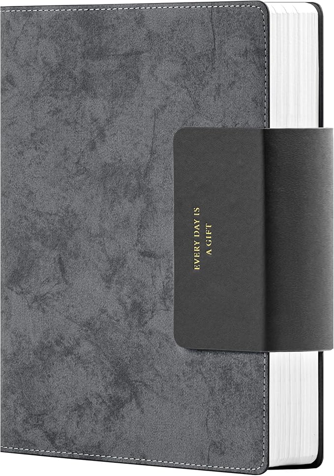 MINICAGIE Lined Leather Journals for Writing A5 Journaling Notebooks with 100 GSM Thick Paper Journal Notebook for Men & Women with Buckle Closure, Work Travel Note Taking Diary, 5.7" x 8.3", Grey