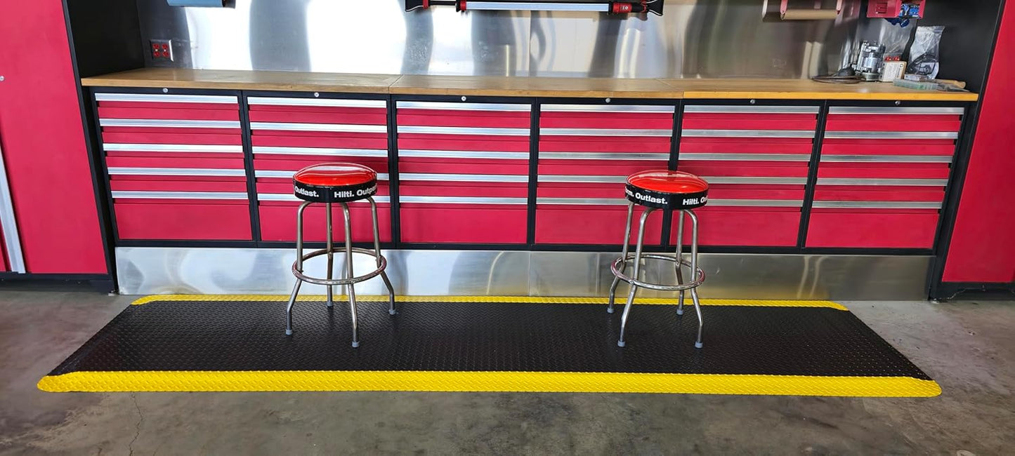 Rhino Mats, American Classic Diamond Anti-Fatigue Mats, Industrial Ergonomic Comfort Standing Mat for Work, Home, Garage, Office, Kitchen or Anywhere (Black/Yellow 1" Thick, 2 FT. x 3 FT.)