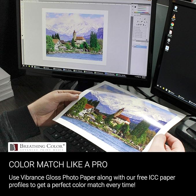 Vibrance Gloss Photo Printer Paper 10 mil 255 gsm Glossy Finish Premium Photo Paper Roll on 3inch Core 36 inches x 100 feet Works with Most Inkjet Printers Including Professional Makes and Models