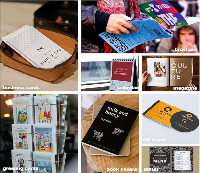 Uinkit 100 Sheets Heavyweight Thick Glossy Photo Paper Single side 8.5x11 Inkjet 68lb 260Gsm DIY Greeting Card Placemat Craft Project Signage Christmas Poster 11.8Mil for Inkjet printer