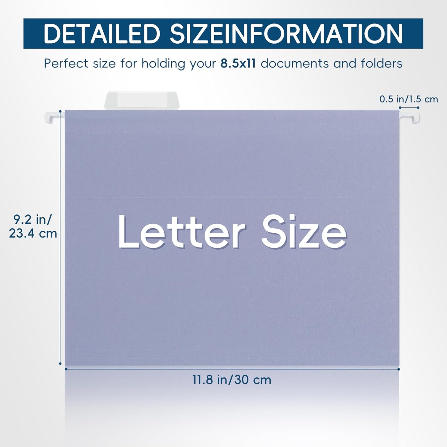 Hanging File Folders, 25 Pack Letter Size File Folders with 1/5-cut Tabs, Office Essentials for Filing Cabinet & Desk Storage