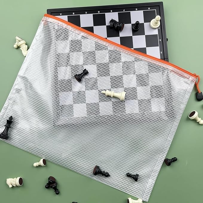 Oaimyy-18PCS-12 x 16 Inches-Mesh Zipper Pouch, Plastic Zip File Folders Puzzle Bags for Organizing,for Office Supplies,Travel,Home Storage-Black, 12"x 16"