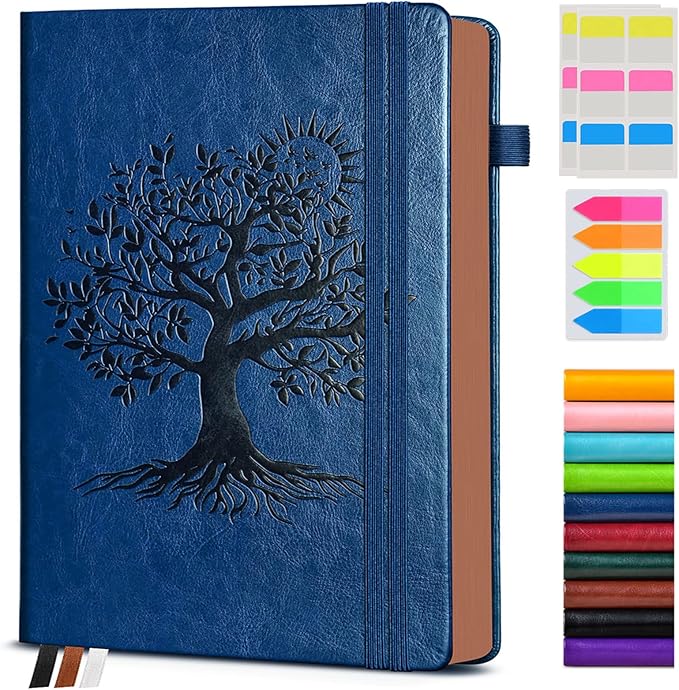 Vintage Leather Journal with 300 Numbered Pages,B5 Lined Journal for Men Women,Daily Journals for Writing,College Ruled Notebook for Work,School,Note taking,Travel Diary,Large (7" x 10")