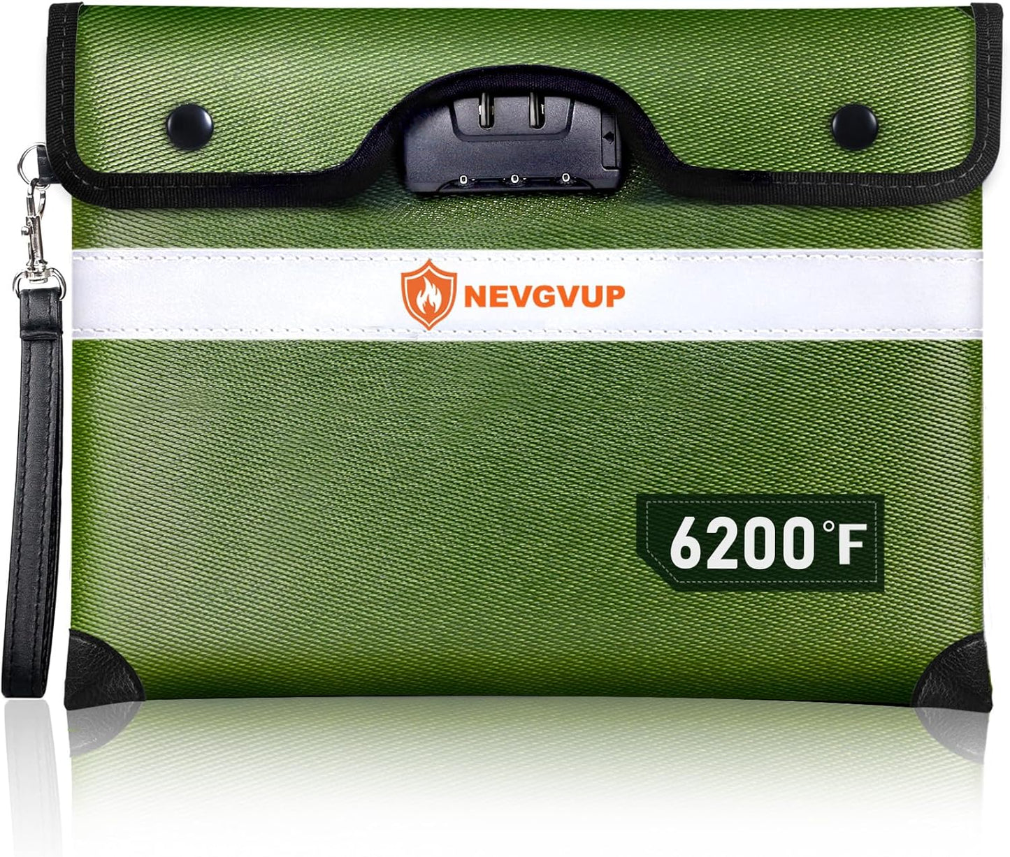 6200°F Fireproof Money Bag with Lock, Upgraded Fireproof Bags w. Zipper/Reflective Strip, 9 Layers of Heat Insulated Materials, Water Resistant Fire proof Money Bag for Cash, Fire Pouch for A5 Files