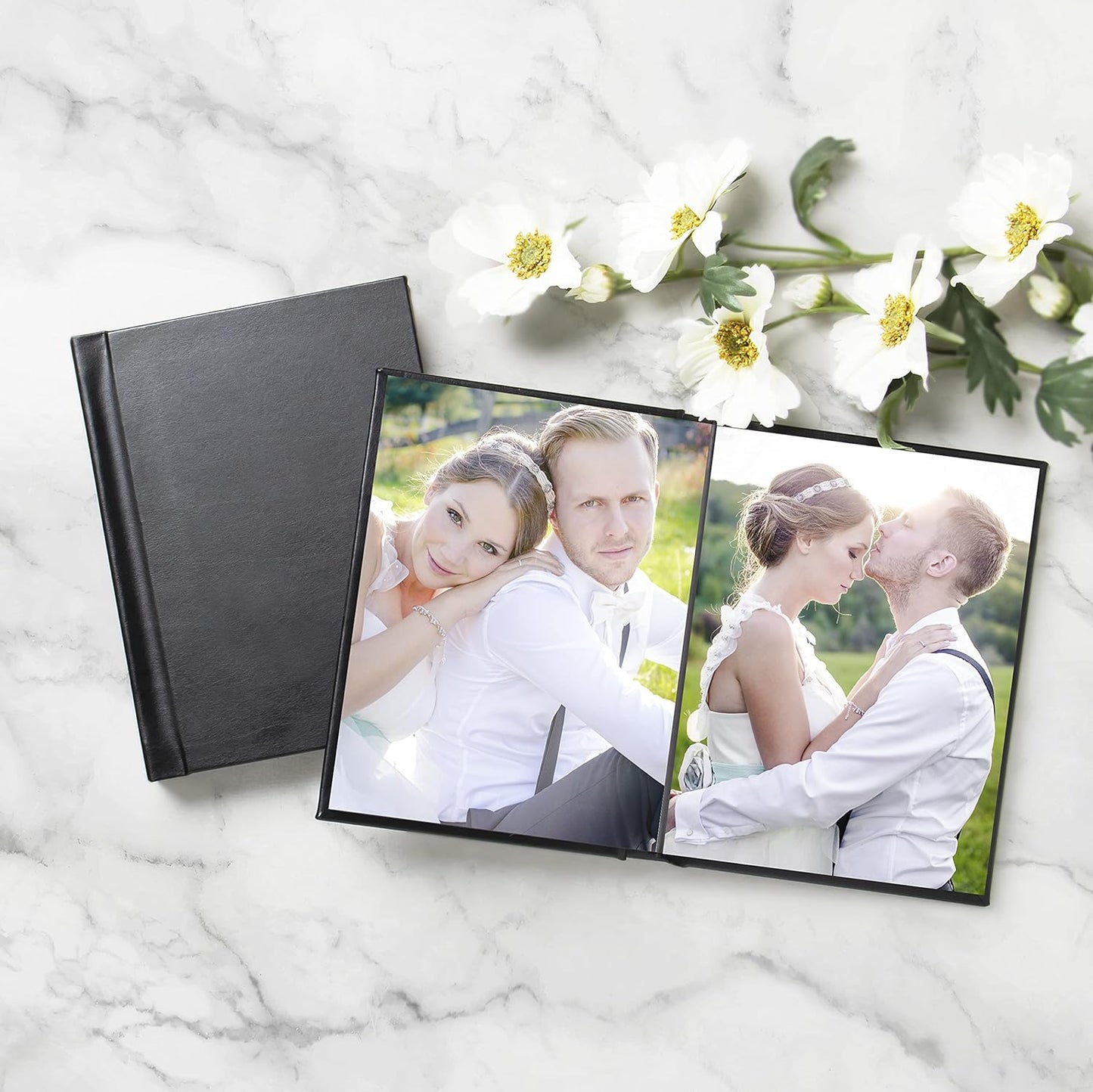 Neil Enterprises Inc. 6" x 8" Black Leather Self-Stick Photo Album - Holds 20 Photos