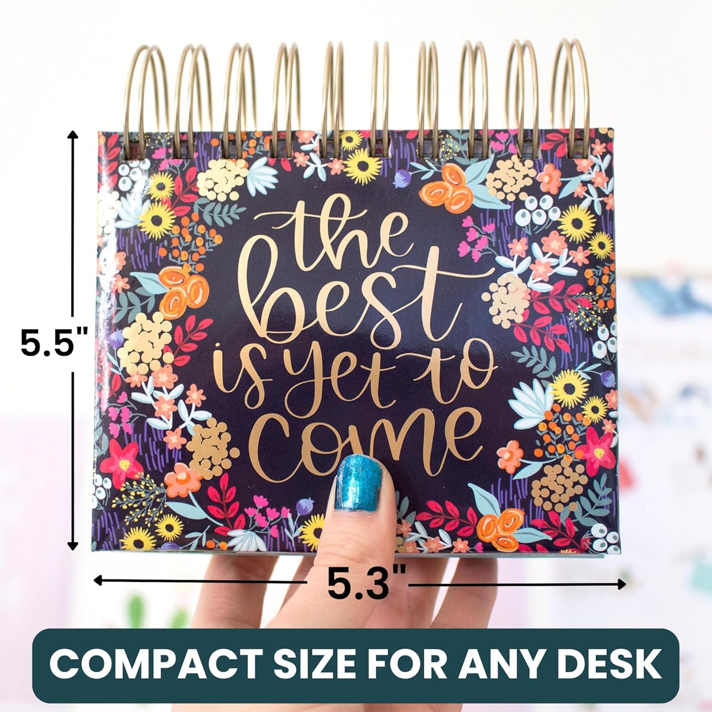 bloom daily planners Undated Perpetual Desk Easel/Inspirational Standing Flip Calendar - (5.25" x 5.5") (The Best is Yet to Come)
