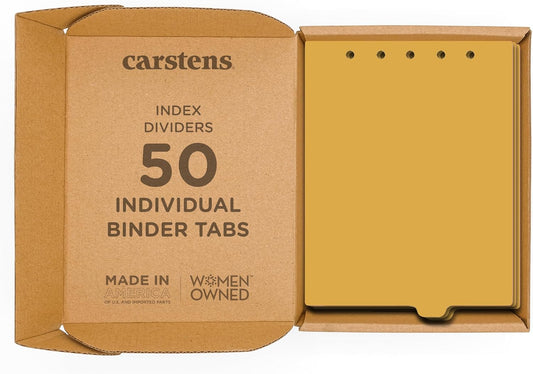 Carstens - Heavy Duty Plastic Ring Binder Dividers, Bottom Tab, 1/9 Cut, Tab 6 Position, US Letter, Gold, Case of 50, (2619-06CS) - Ideal Medical Chart Dividers or Index Tabs for 3 Ring Binders