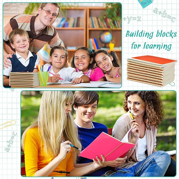 PerKoop 100 Pack Spiral Notebook 8.3 x 5.5 Inch College Ruled Notebook Bulk A5 Wide Ruled Journals Bulk 1 Subject 50 Sheets Thick Diary Notebooks for School, Office Business, Home Use(Colorful)