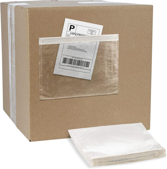 APQ Clear Top Loading Packing List Envelopes, 7 x 5.5 Inches. 1000 Pack Packing Slip Envelope Pouches. Self-Seal Plastic Shipping Label Pouches. Durable Packing List Mailing Envelopes for Documents