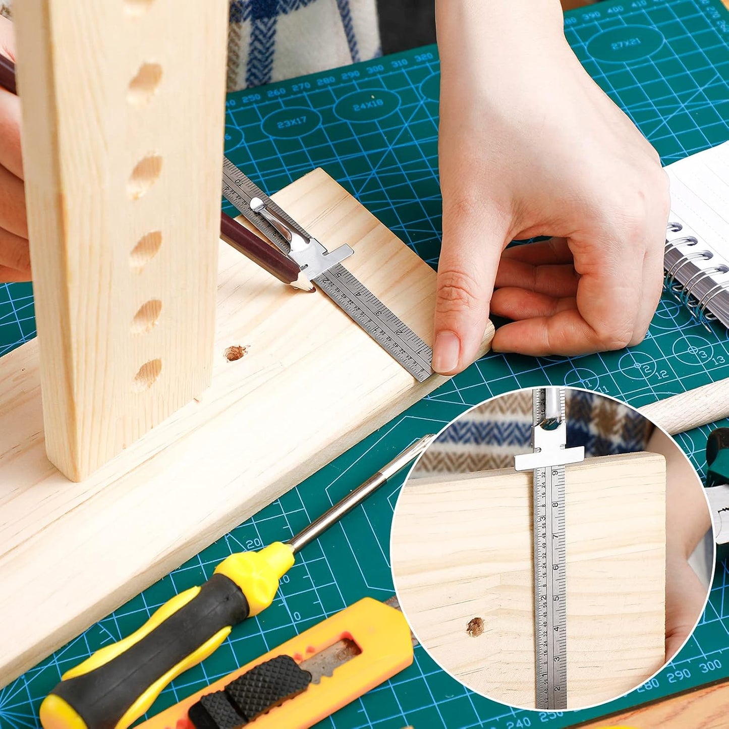 6 Inch 15 cm Pocket Ruler Flexible Precision Stainless Steel Ruler with Detachable Clips Stainless Steel Pocket Clip Scale Gauge Metric British System(10 Pieces)