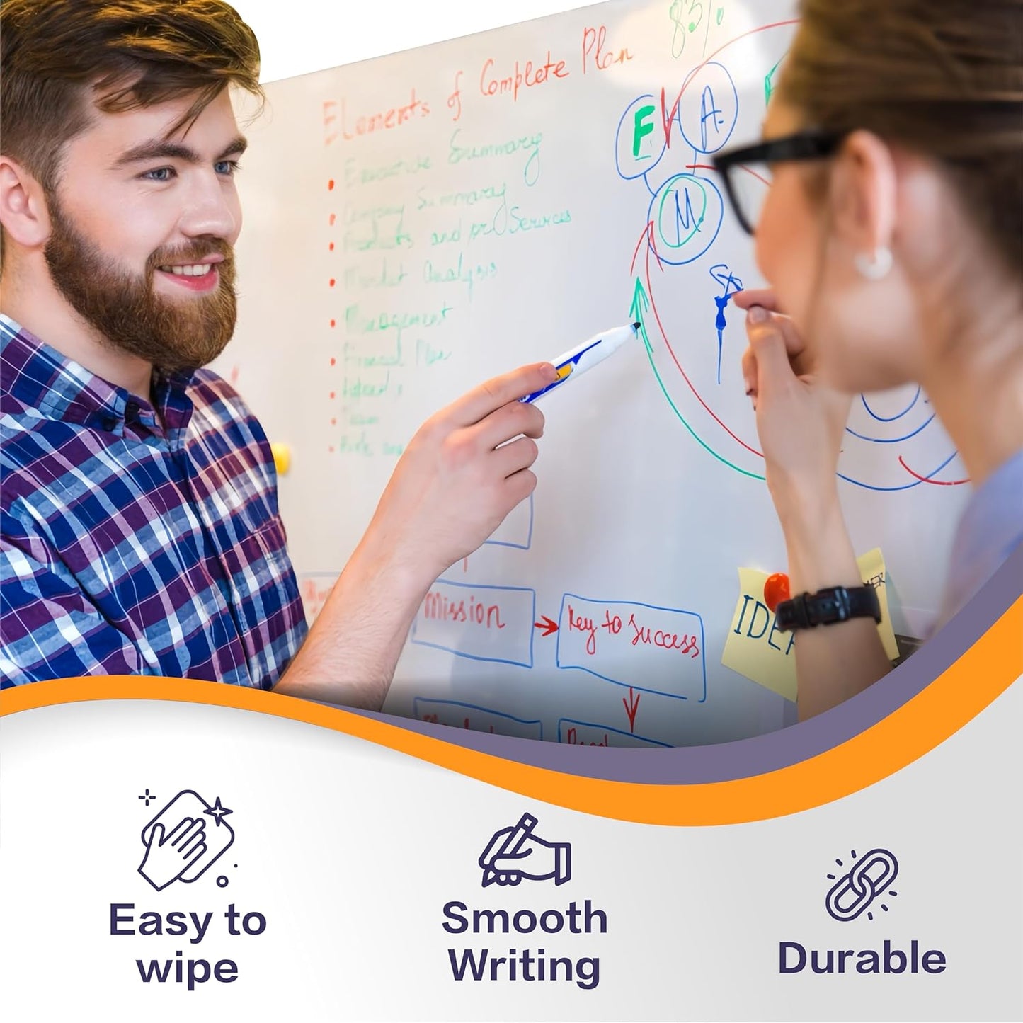 Large Magnetic Whiteboard Sticker Dry Erase Board for Wall - Adhesive Backing & No Ghosting 72" x 40" Dry Erase Board for Classroom Office Home Include Starter Kit