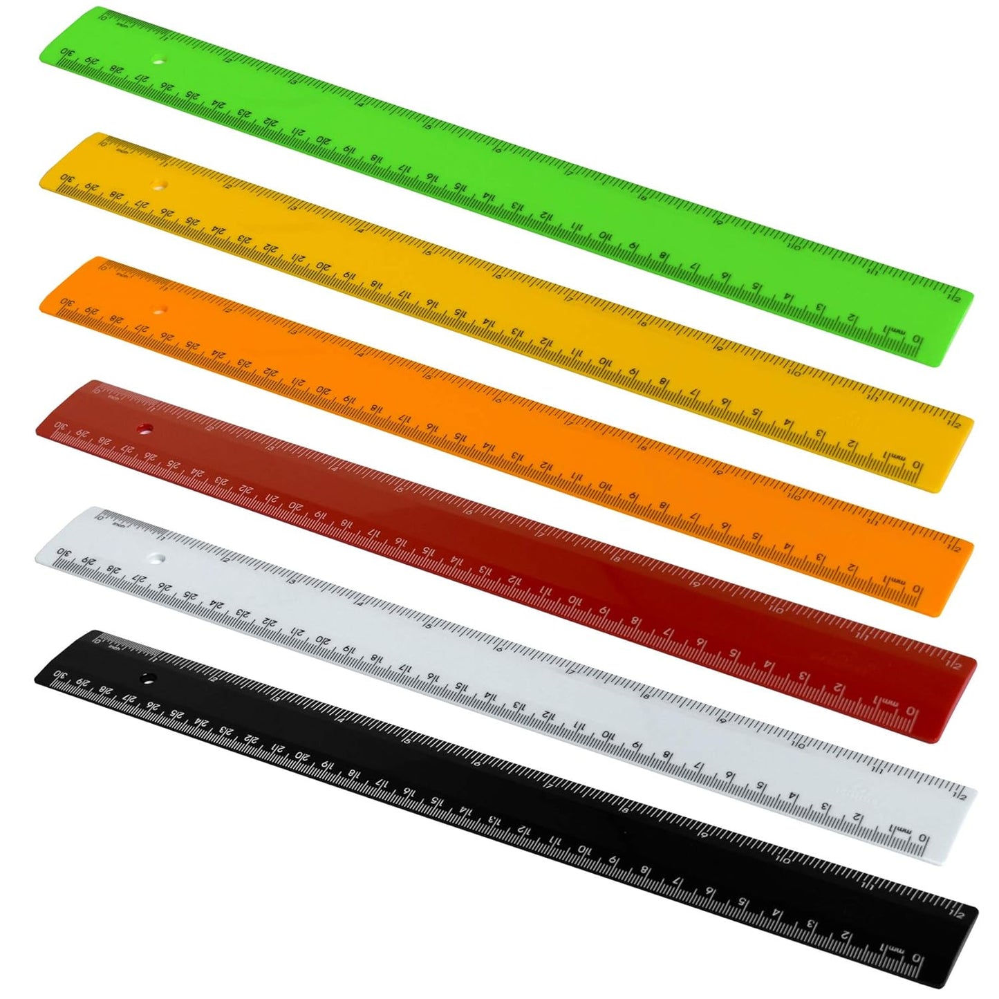 Acrimet Plastic Ruler 12 Inches/ 30 Centimeters, Measuring Device Tool for Student, School, Office, Heavy Duty (Citric Assorted Color) (6 Pack)