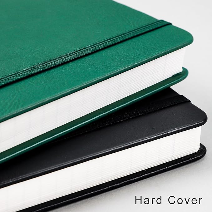 EMSHOI Graph Paper Notebook, 8.5" x 11" Hardcover Leather Journal for Women Men, 192 Pages 100 GSM Grid Paper A4 Large Journals for Writing, Graph Notebook for Work, Graphing, Engineering, Dark Green