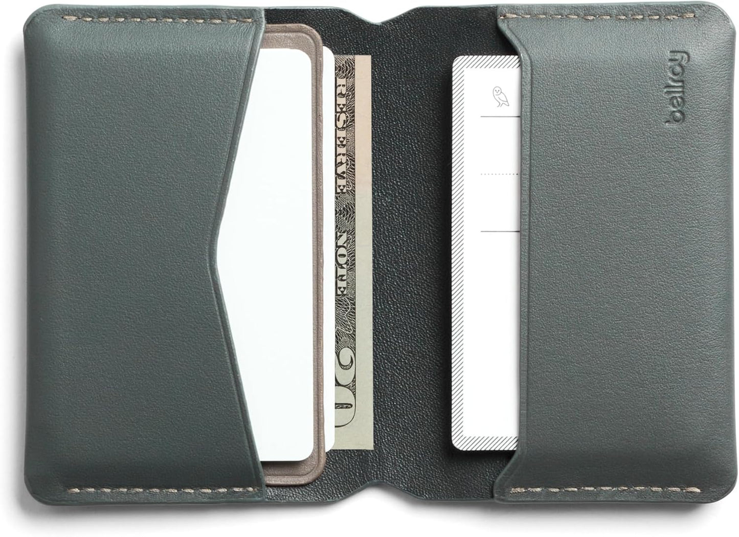 Bellroy Under Cover (slimline leather card wallet/holder with card storage, quick access slot, plus space for folded bills) - Everglade
