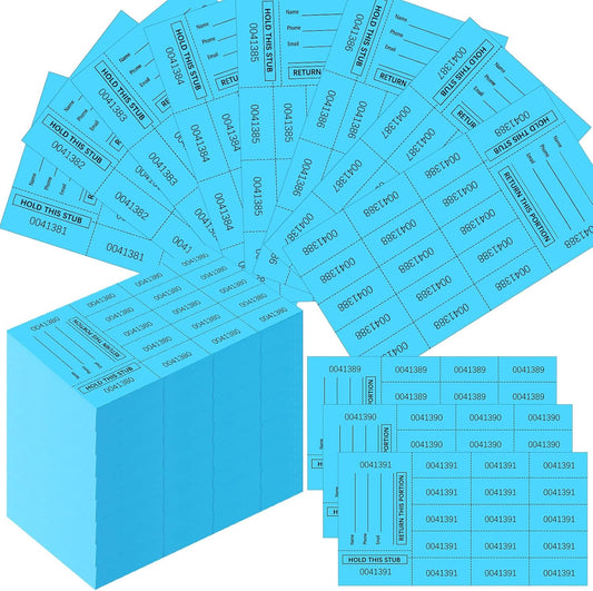 Kosiz 1000 Sheet 15 Bid Raffle Tickets Chinese Auction Tickets Sheets Auction Fundraiser Ticket Numbered with Name and Phone Number Per Sheet Raffle Tags for Silent Auction(Lake Blue)