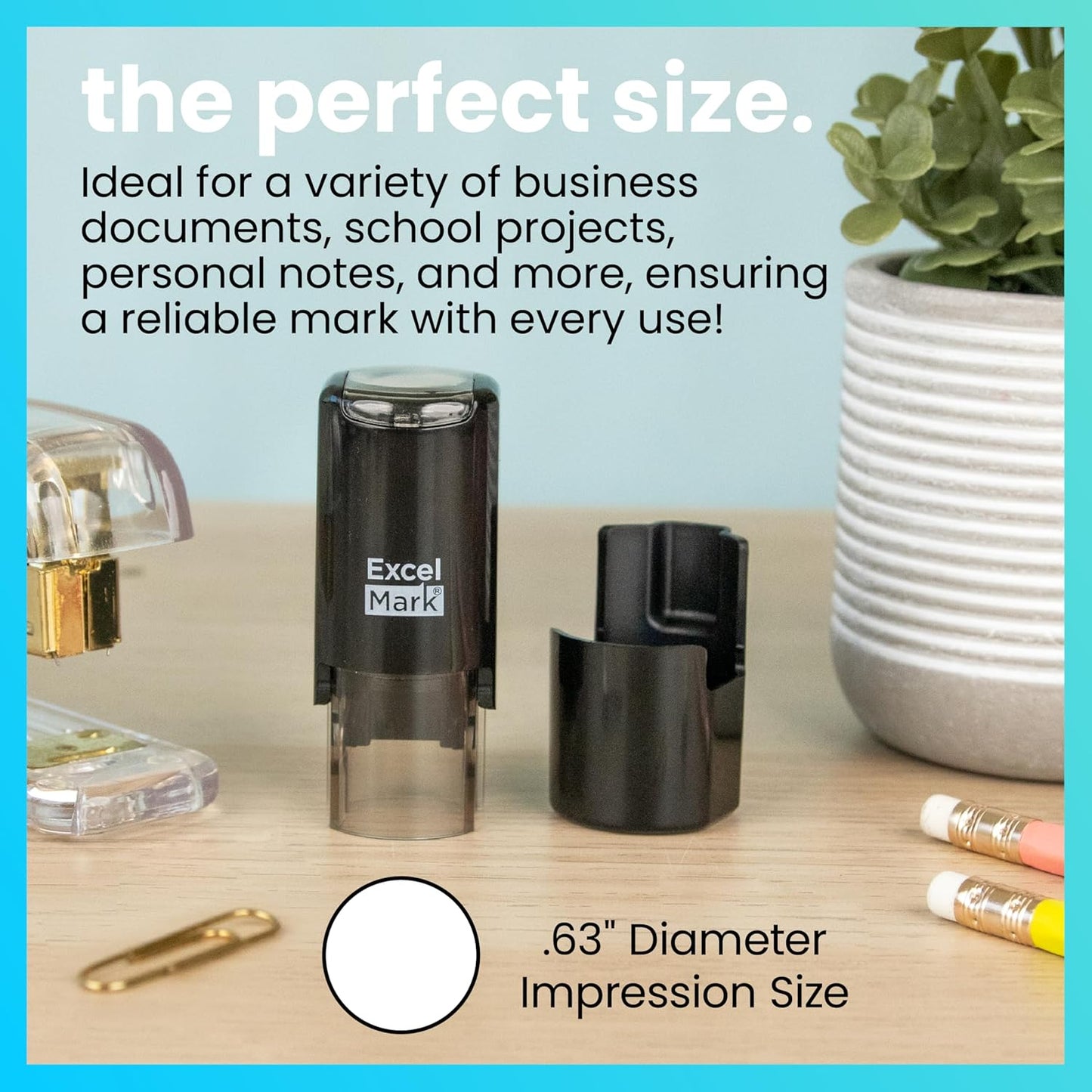 ExcelMark Apple - Self-Inking Round Teacher Stamp - Red Ink