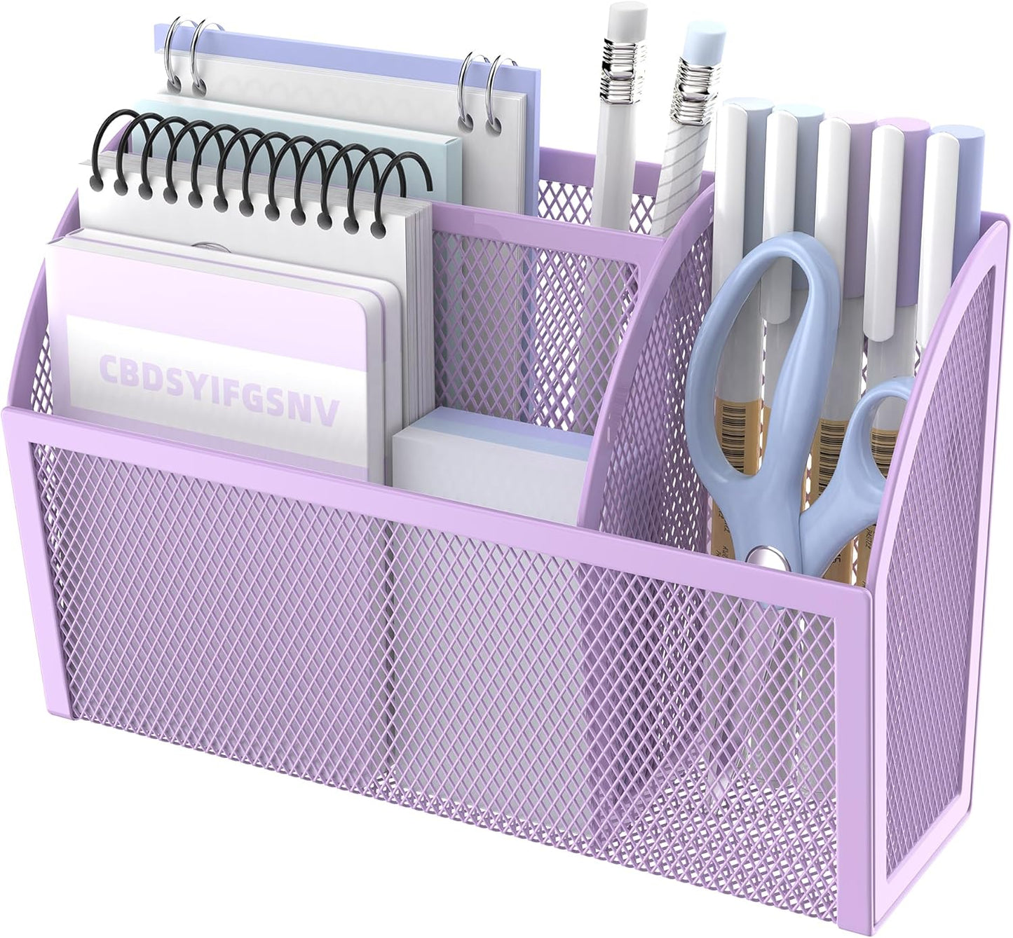 DALTACK Magnetic Pencil Holder - 3-Grid Mesh Shelf for Whiteboard, Refrigerator & Locker - Organizer for Home, School & Office, Purple