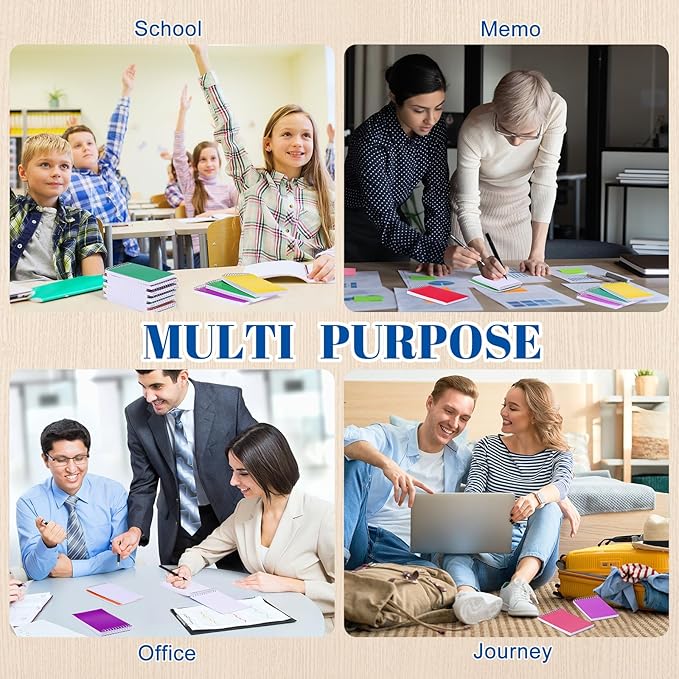 60 Pcs Small Pocket Notebooks 3 x 5 Inch Mini Memo Spiral Notepads Top Bound College Ruled Lined Note Pads for Back School Office Journaling Noting, 75 Sheets/Pad (Rainbow)