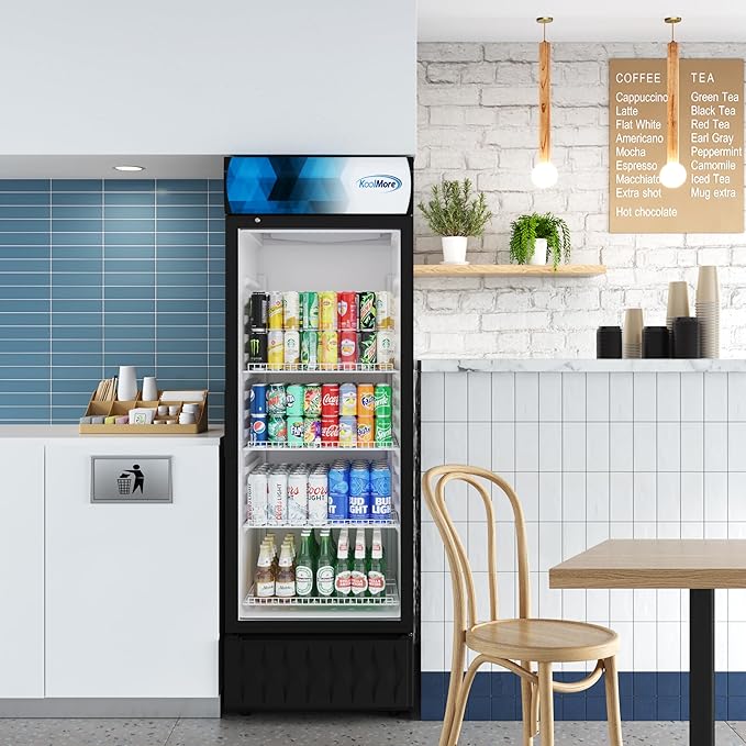 KoolMore DGDR-1D-12C 24 in. 12 Commercial One Glass Door Beverage Display Merchandiser Refrigerator Cooler, ETL Listed in Black, 12.1 cu. ft