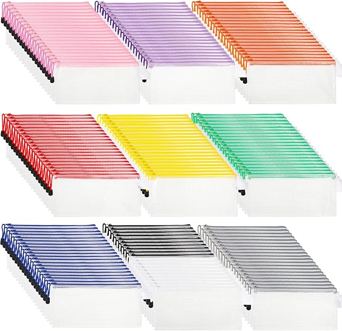 Zhehao 200 Pieces A6 Mesh Zipper Pouch Bulk Mesh Bags with Zipper Waterproof Small Pencil Pouches for School Office Supplies Organization 9.4 x 4.5 Inches(10 Assorted Colors)