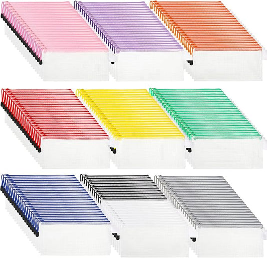 Zhehao 200 Pieces A6 Mesh Zipper Pouch Bulk Mesh Bags with Zipper Waterproof Small Pencil Pouches for School Office Supplies Organization 9.4 x 4.5 Inches(10 Assorted Colors)