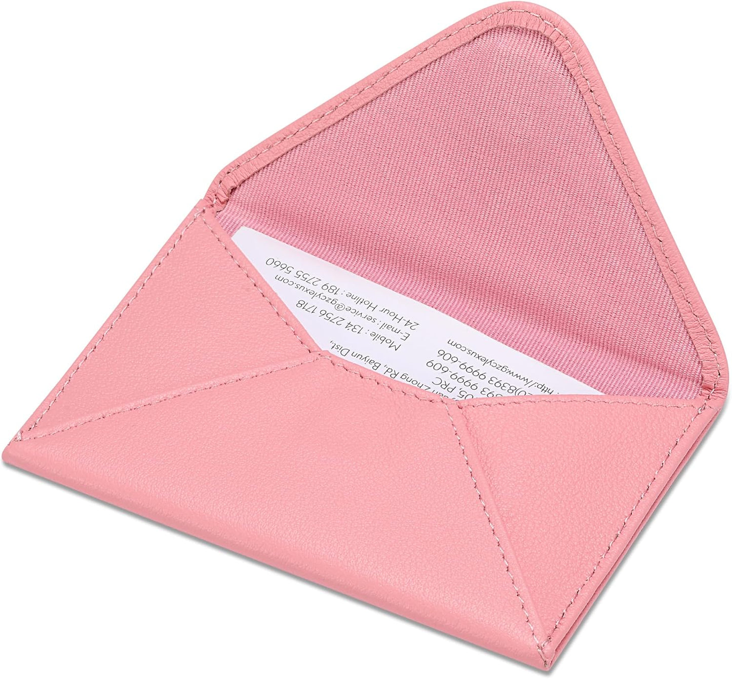 HISCOW Envelope Business Card Case with Magnet Closure - Italian Calfskin (Pink)