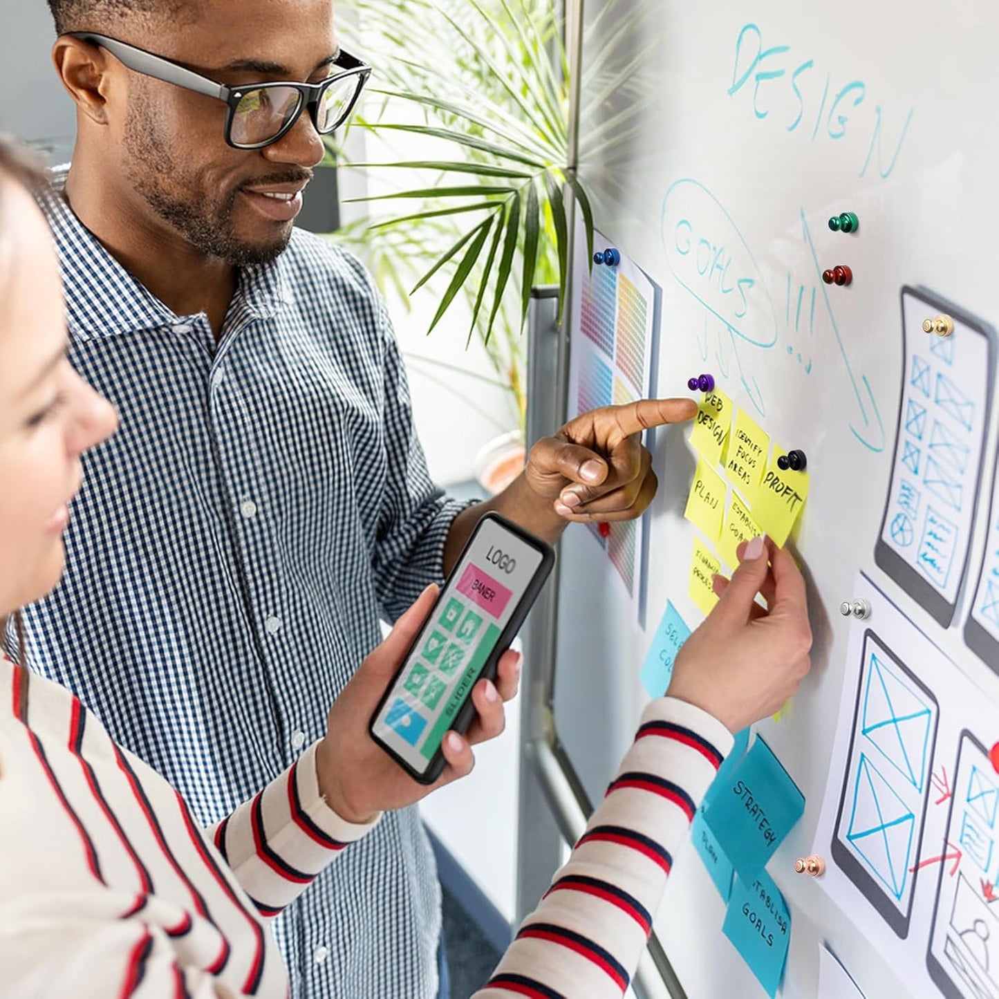 120 PCS Whiteboard Magnets, Small Strong Fridge Magnets, Magnetic White Board for Refrigerator, Black Magnetic Clips Heavy Duty for Kitchen, Office, Gadgets, Classroom, Desk Accessories