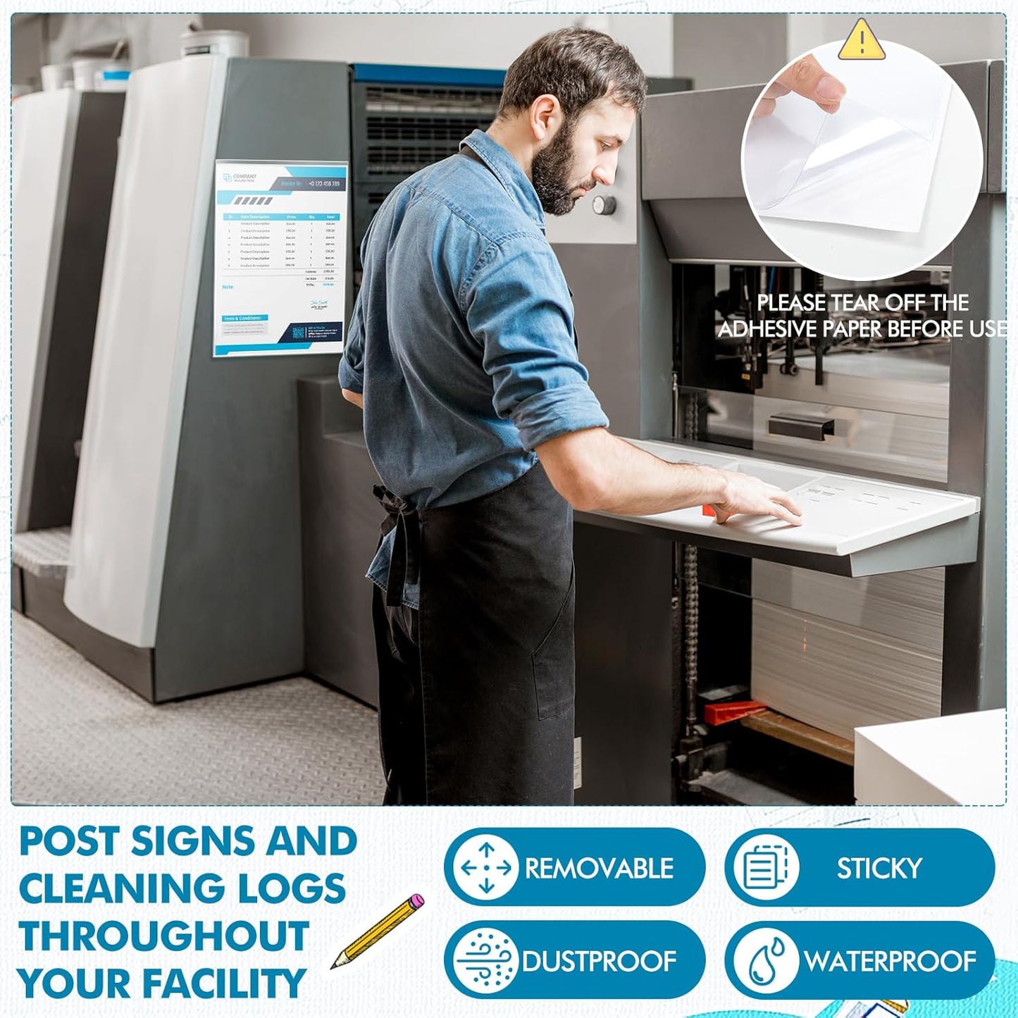 Outus Self Adhesive Shop Ticket Holders Clear Plastic Sleeves Adhesive Pockets Work Order Job Ticket Holders for Home Office Posting Signs (11 x 17 Inch,30 Pcs)