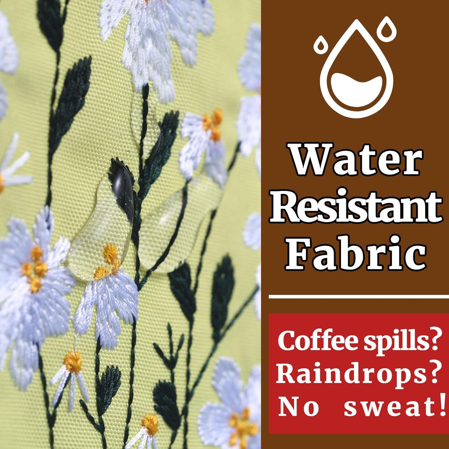 LParkin Daisy Flower Embroidery Book Sleeve with Zipper for Readers Protector Cover Gift for Book Lovers, 11x 8.5 Inch Washable Fabric, Daisy White(White)