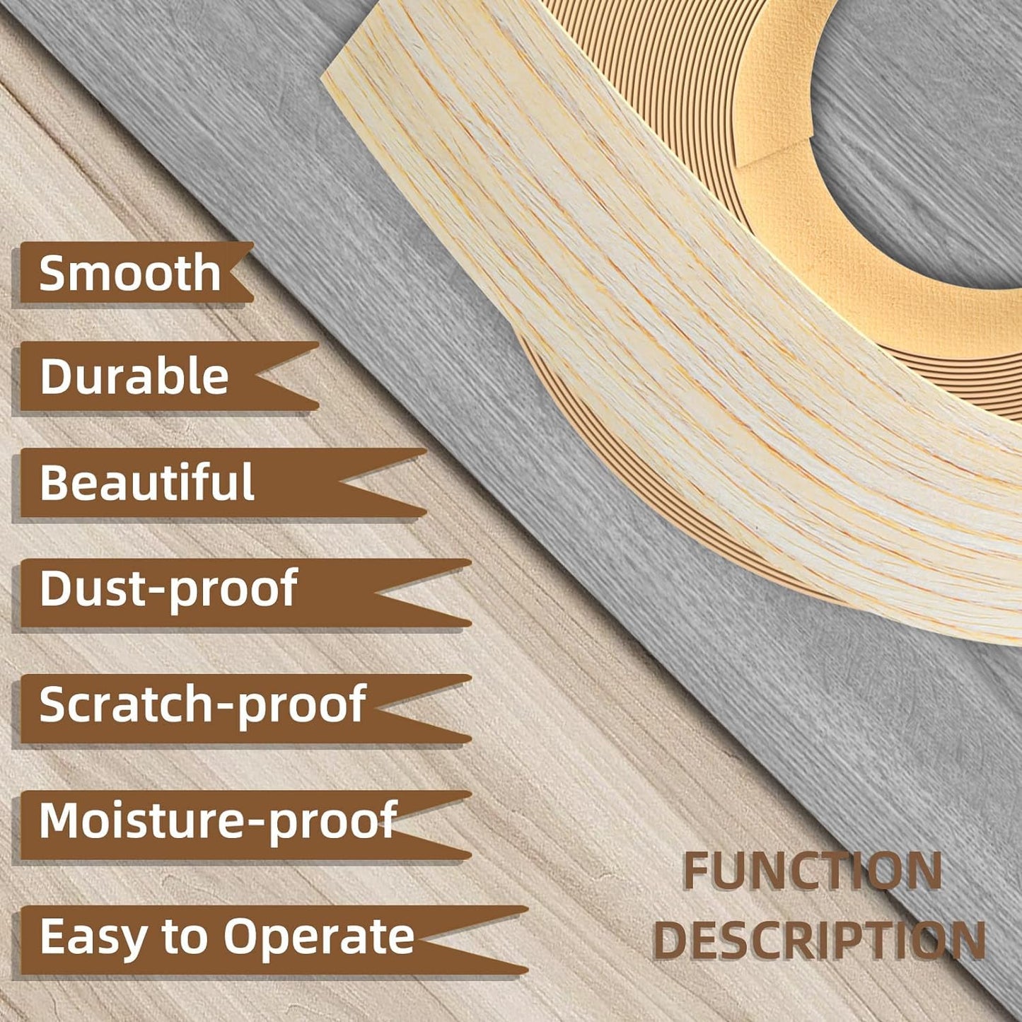 GSCIT Club Oak Edge Banding, 1/2 inch x 25ft roll of Veneer Edge Banding Preglued Flexible, Real Wood Tape Banding Plywood