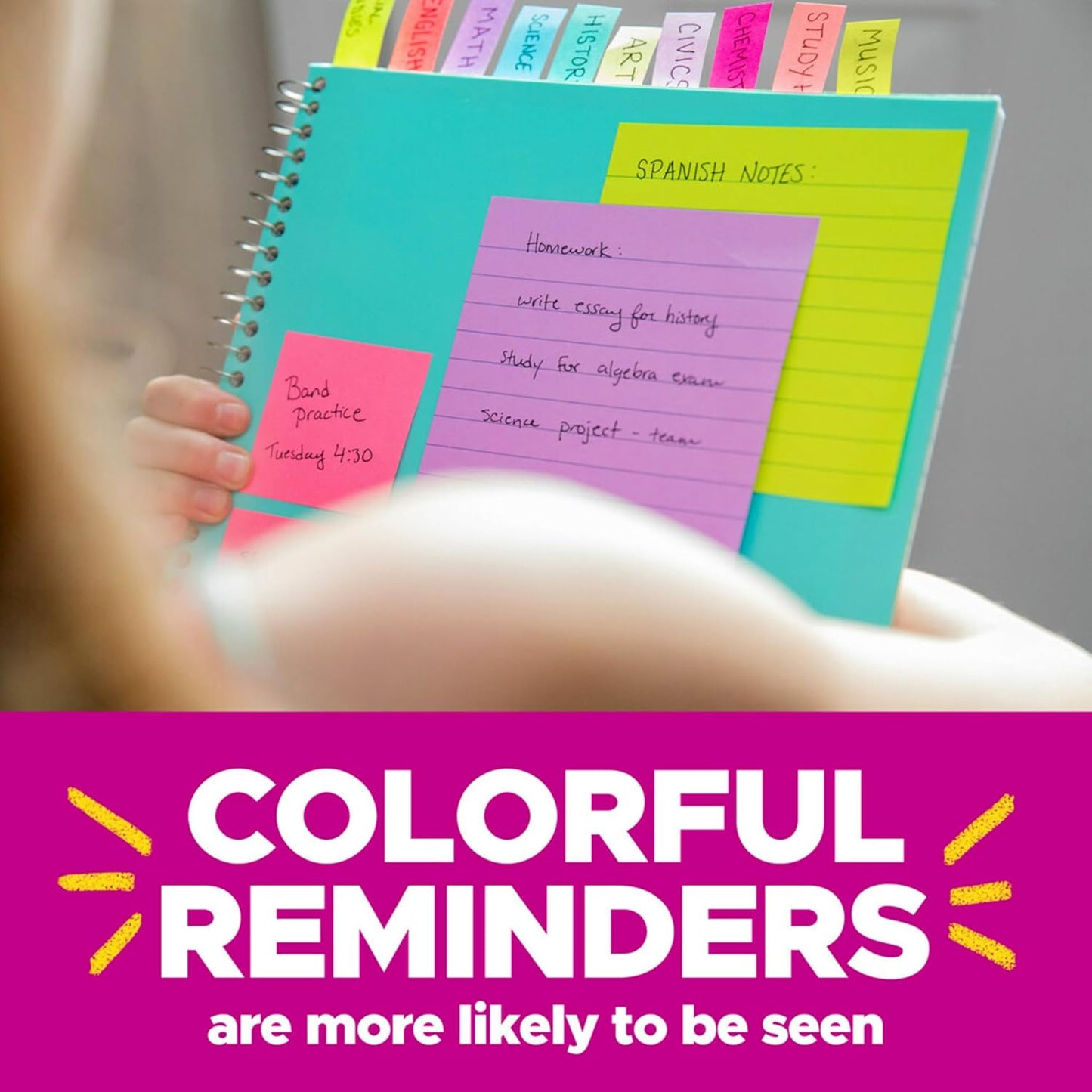 Post-it Super Sticky Notes, 3x3 in, 18 Pads, 2X The Sticking Power, Energy Boost Collection, Bright Colors, Recyclable (R330-18SSAUCP)