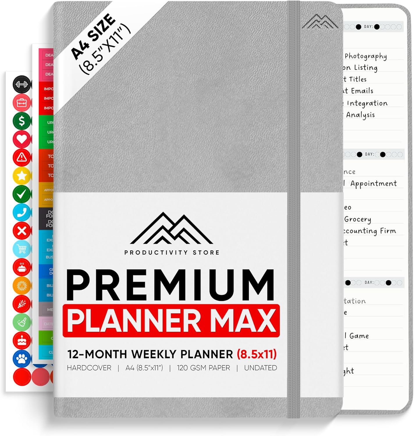 Undated, 2025 Planner, 8.5" x 11" - The #1 Productivity Planner to Achieve Your 2025 Goals - Planner 2025-2026 by PRODUCTIVITY STORE (A4, GREY)