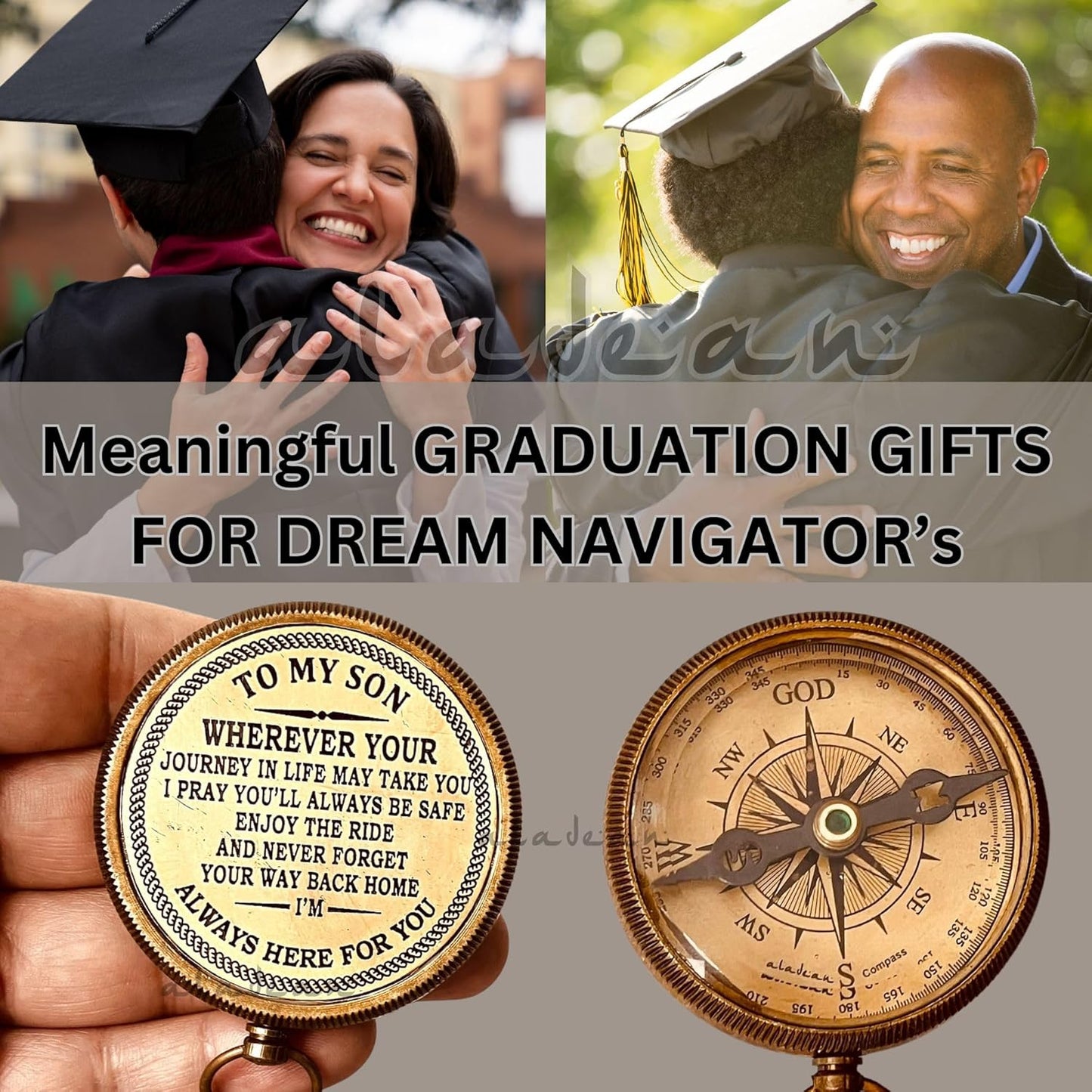 Gift for Son from Mom Dad | Engraved Compass 2" - Father to Son Gifts, Mom to Son Gifts for Graduation 2025, Birthday Baptism Confirmation Communion