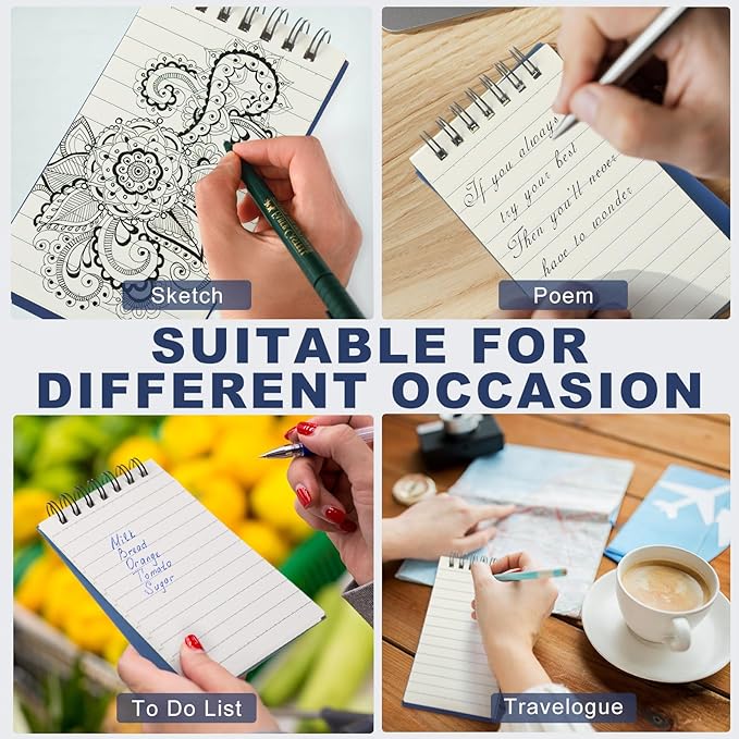 Tenceur 100 Pcs Pocket Notebook Bulk Small 3x5 Inch Spiral Notepads Mini Top Bound Notebook with Lined 120 Pages Ruled Memo Pads for Office College Nurse Essentials Back to School Gift (Blue)