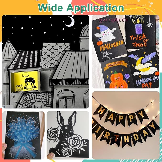 OcePor 100 Sheets Black Cardstock Paper, Colored Printer Paper 8.5 x 11, Card Stock Thick Construction for Craft,Scrapbook，Office Printing, Invitations, Certificates，92 lb/250gsm