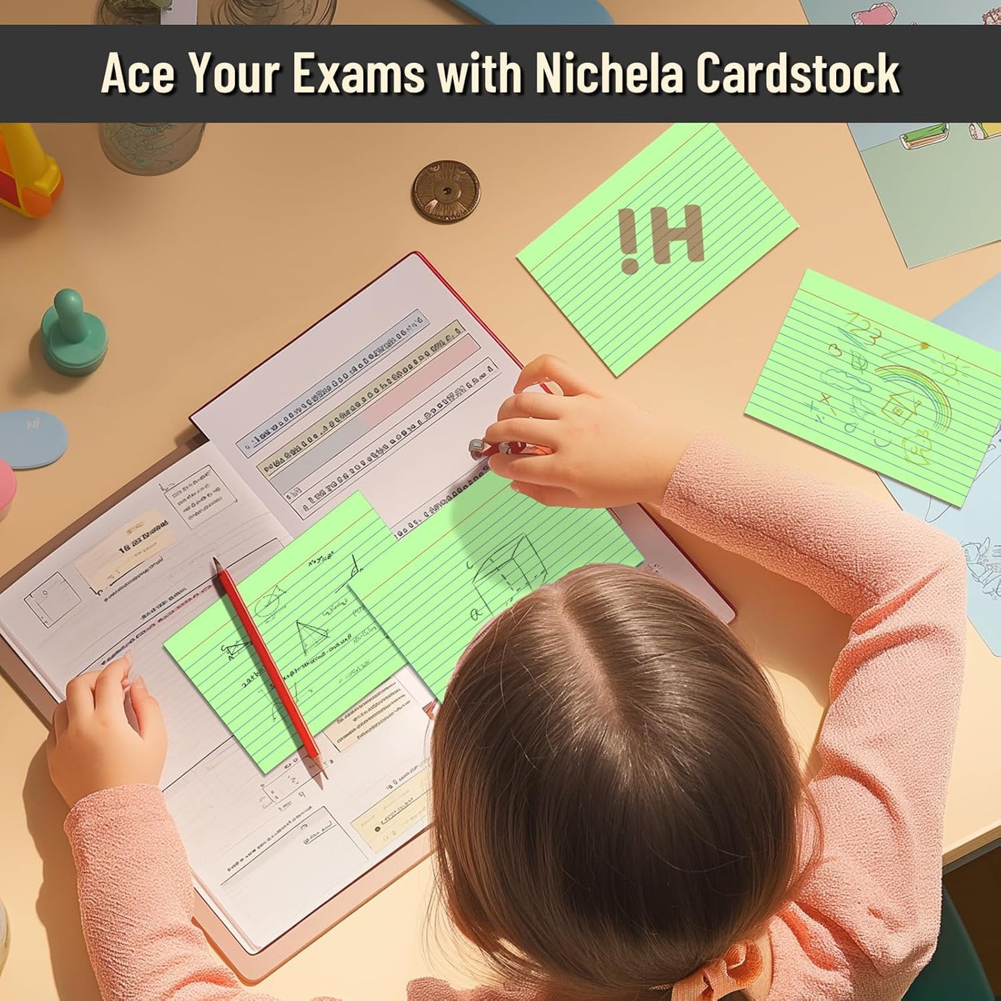 200 Pcs Index Cards 4 x 6 Inch Ruled Green Index Cards, College Ruled Flash Cards for School, College, Office and Home Organization, Durable Study To Do List Note Cards with Ruled Lines, 5 Pack of 40