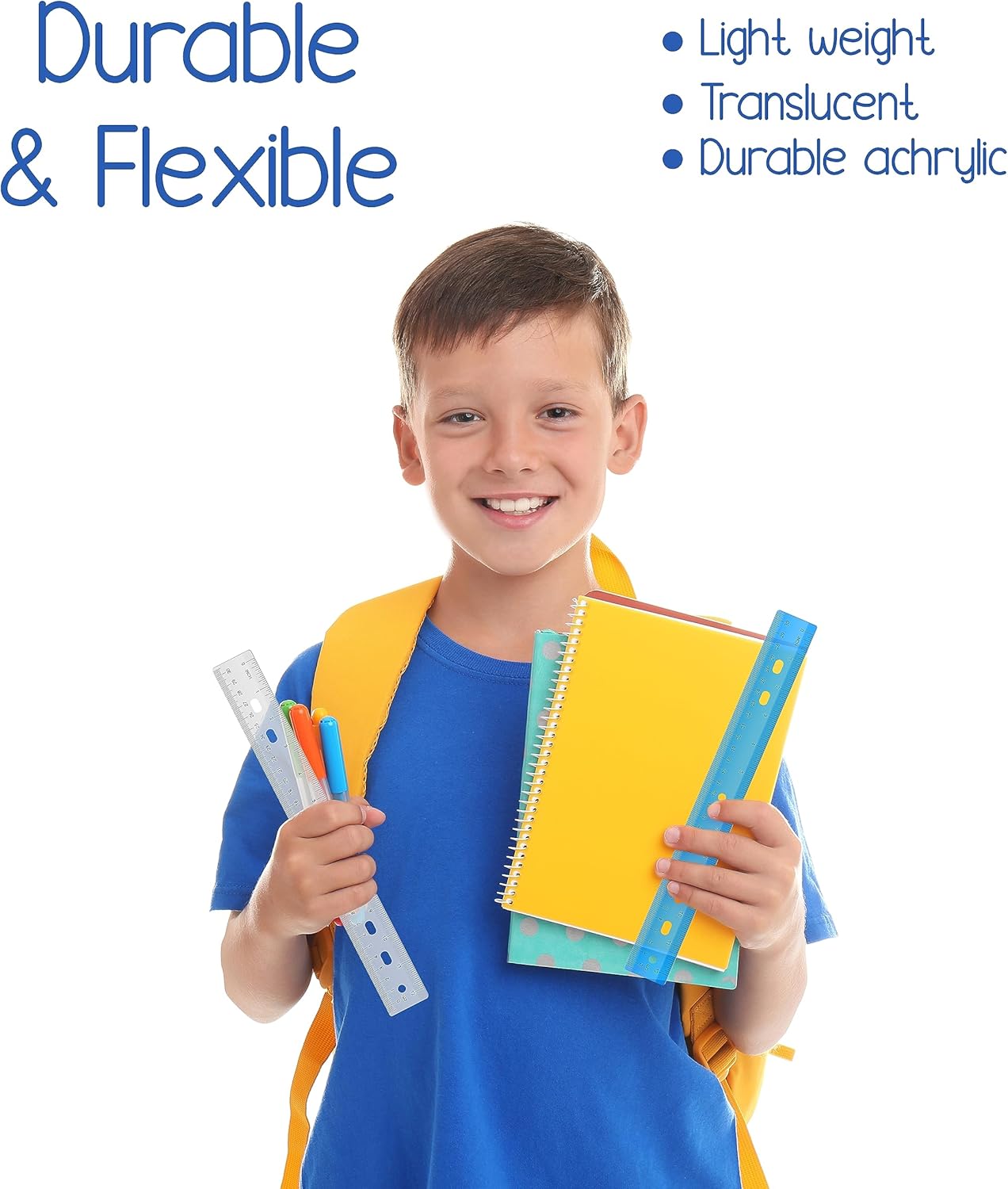 Rulers Bulk for Classroom (48 Bulk Pack) Plastic Ruler 12 Inch, Ruler with Centimeters and Inches, Bulk School Supplies Wholesale, Assorted Colors (48 Pack)