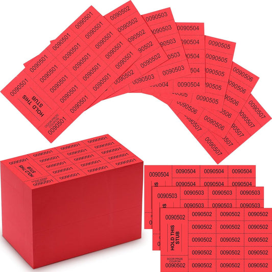 Kosiz 1000 Sheets 15 Bid Raffle Ticket Numbers Auction Tickets for Events & Church (Red)