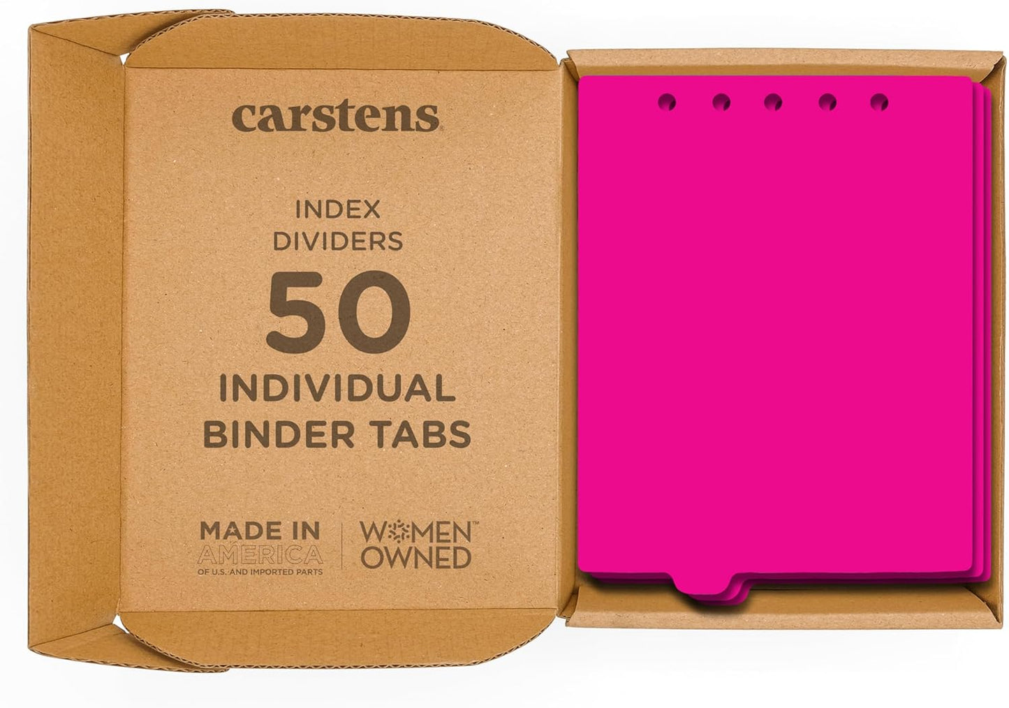 Carstens - Heavy Duty Plastic Ring Binder Dividers, Bottom Tab, 1/9 Cut, Tab 3 Position, US Letter, Hot Pink, Case of 50, (2619-23CS) - Ideal Medical Chart Dividers or Index Tabs for 3 Ring Binders