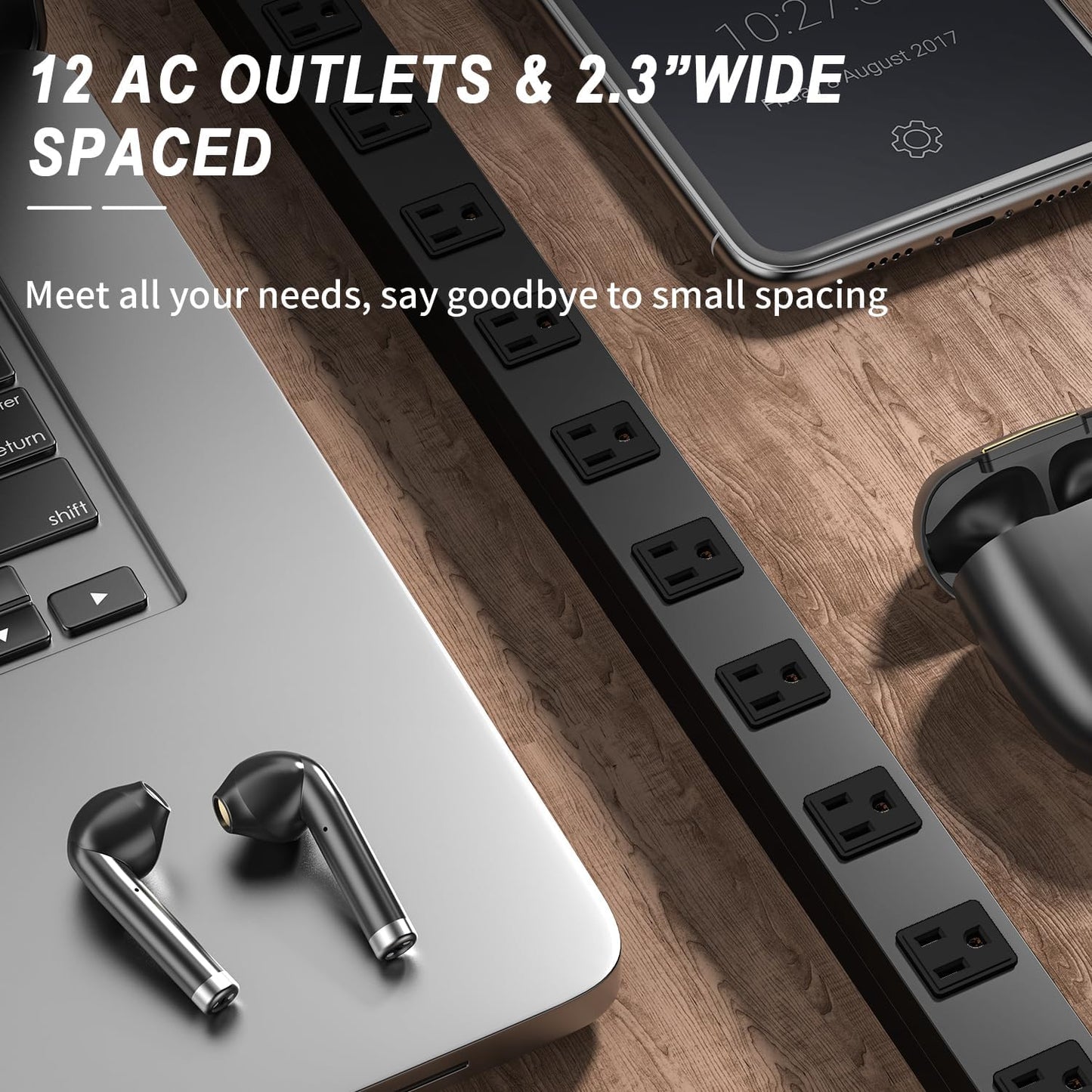 12 Outlet Surge Protector Metal Power Strip, 1800J Mountable Power Outlet, Heavy Duty Workshop Metal Power Strip for Commercial, Industrial, School and Home,15A 125V 1875W (6FT)