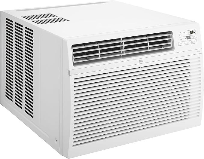 LG 24,500 BTU Smart Window Air Conditioner, 230/208V, Cools Room up to 1560 Sq. Ft. for Bedrooms, Living Room, Apartments, with Remote, 3 Fan Speeds, 24-Hour Timer, White