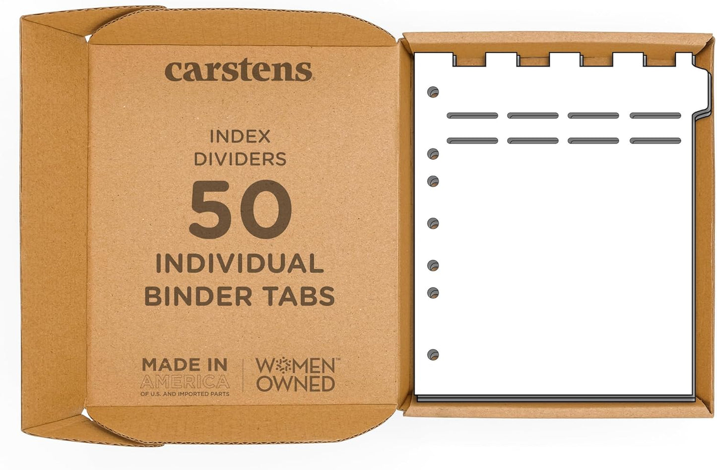 Carstens Heavy Duty Plastic Ring Binder Divider with Pull-Tab Die-Cuts, Side Tab, 1/9 Cut, Tab 1, US Letter, White, Case of 50 (2618-01CS) - Ideal Medical Chart Dividers Index Tabs for 3 Ring Binders